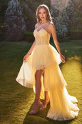 HIGH LOW HALTER BEADED BALL GOWN CDA1239-0