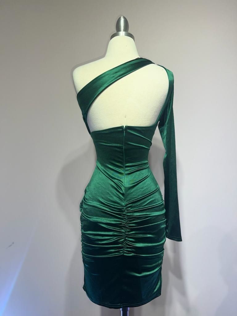 One shoulder satin mini dress CDB2313-4