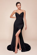 STRAPLESS STRETCH SATIN FITTED GOWN CDCD791-5